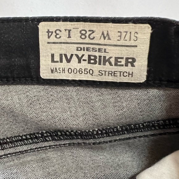 DIESEL Livy Biker Black Jeans Low Rise Moto Size 28 - Picture 2 of 10